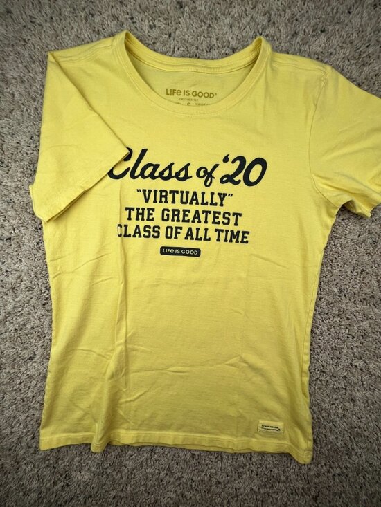 Life is Good Tops - Life Is Good Women’s T-shirt Small Yellow Crusher Tee Crew Neck Class Of ‘20